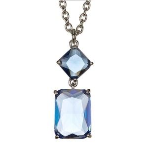 Carolee Silver Necklace with Blue Pendants